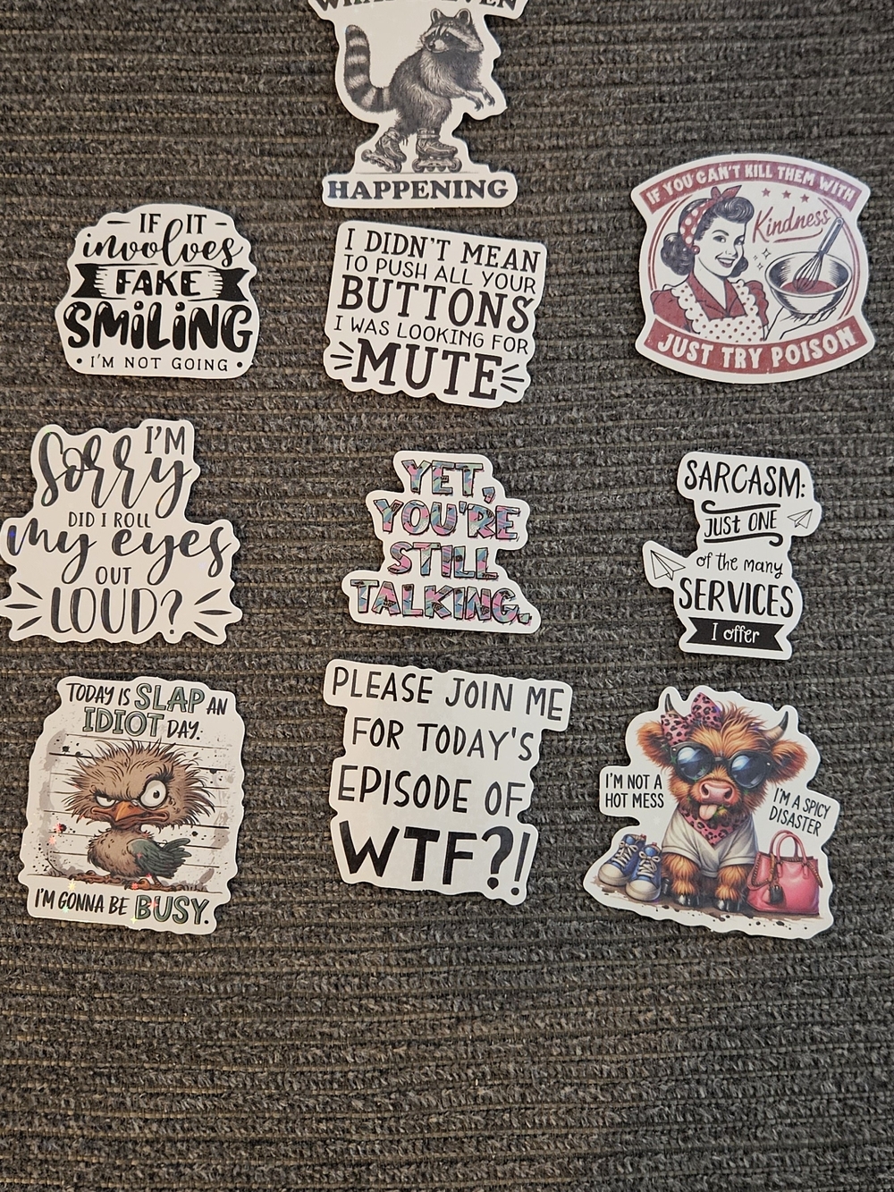 *** SOLD *** Humorous Sticker Pack - Assorted Multi-Color Vinyl Decals - Picture 2 of 12